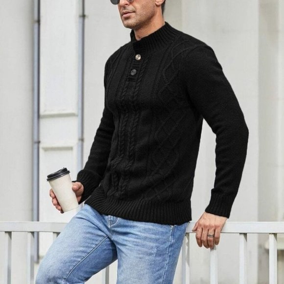 MODA ME COUTURE Other - Casual Black Cable Knit Men's Sweater